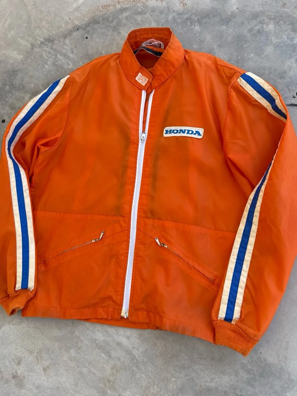 Vintage 60s Honda Motorcycle Racing Jacket Orange Striped